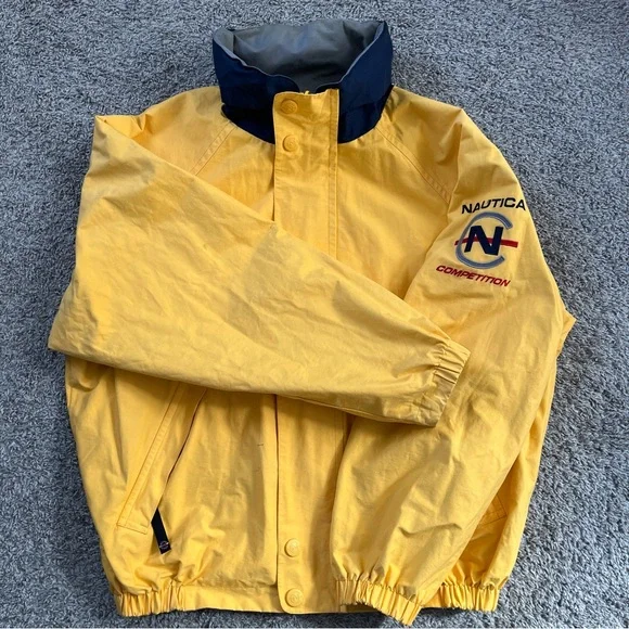 🔴Nautica Reversible Jacket Size Medium Gray And Yellow Wu-Tang